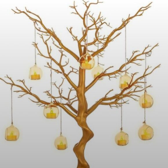 Set of 2 Gold Christmas Trees Branch Artificial Manzanita Tree - Picture 3 of 9